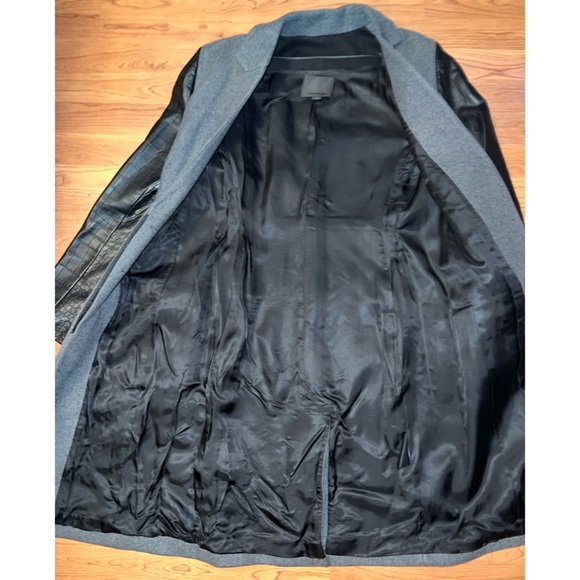 Alexander Wang 'Anthracite' Wool Blend with Croc Sleeves Grey Coat - Picture 4 of 9
